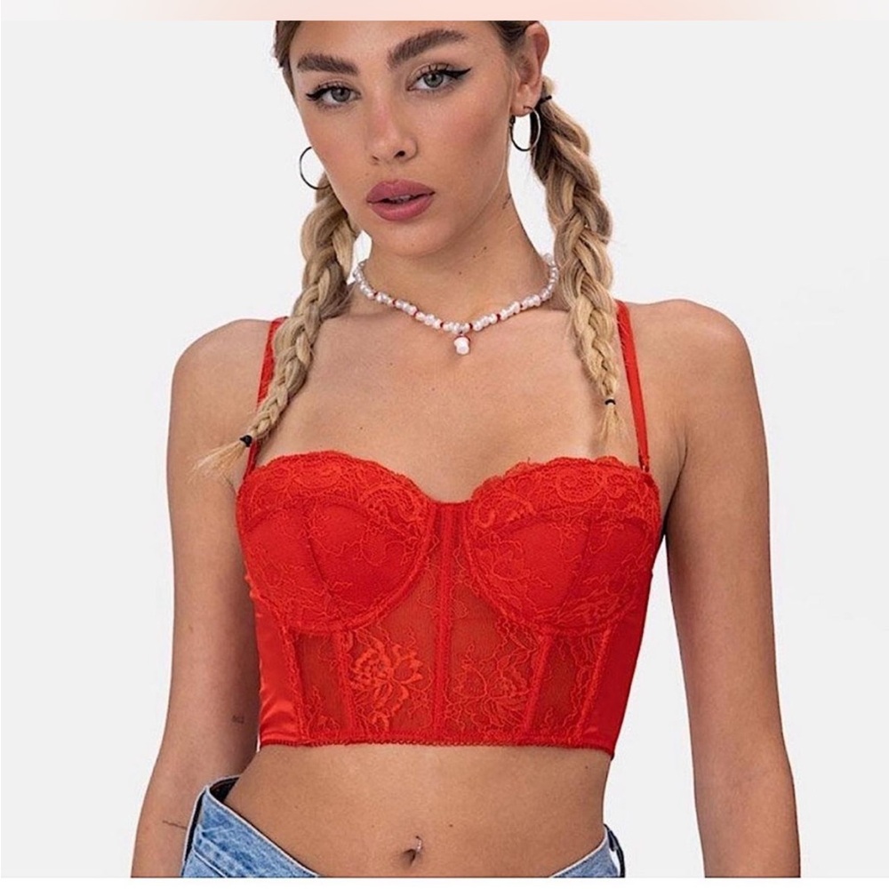Red Lace Bustier Top